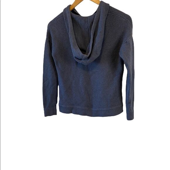 BANANA REPUBLIC Blue Loose Knit Hooded Cropped Sweater Crop Sleeve Top XS - Picture 3 of 9